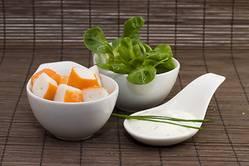 Image showing surimi tzatziki and salad