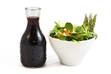 Image showing salad and wine