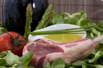 Image showing Rack of lamb and ingredients