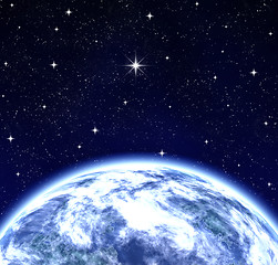 Image showing whole world wishing on star in space