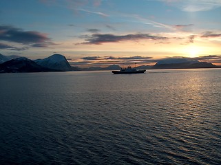 Image showing Ferry sunset