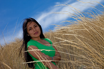 Image showing Latin Woman in Grass