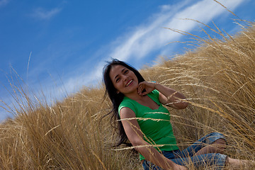 Image showing Latin Woman in Cornfield