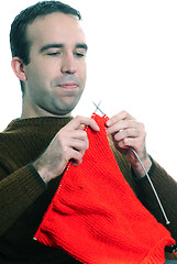 Image showing Man Knitting