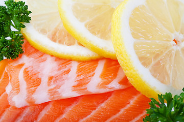 Image showing Salmon With Lemon Slices