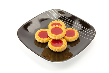 Image showing cookies on plate isolated on white backgrounds