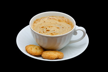 Image showing cup of coffee isolated on the black