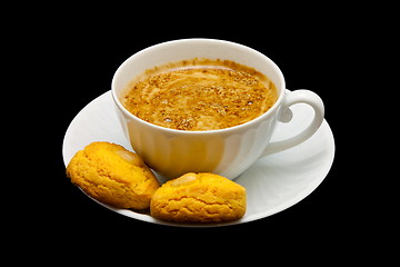 Image showing cup of coffee isolated on the black