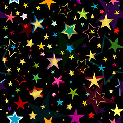 Image showing Black seamless pattern with stars