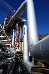 Image showing Pipes, tubes, cables and equipment at a power plant