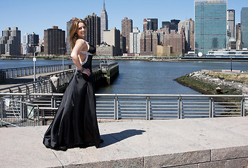 Image showing Woman in black cocktail dress