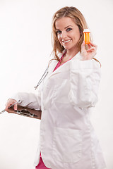 Image showing Attractive caucasian blonde healthcare worker nurse doctor