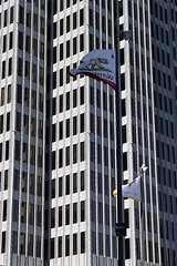 Image showing Skyscrapers and a flag of California