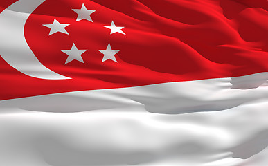 Image showing Waving flag of Singapour