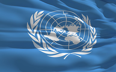 Image showing Waving flag of United Nations