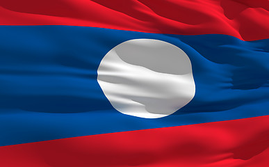 Image showing Waving flag of Laos