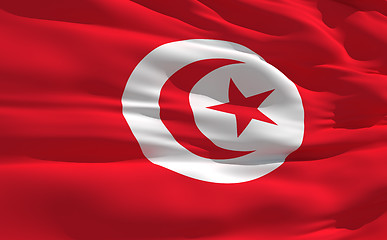 Image showing Waving flag of Tunisia