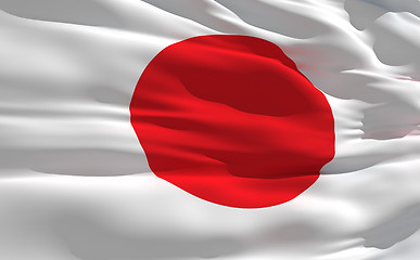 Image showing Waving flag of Japan