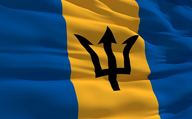 Image showing Waving flag of Barbados