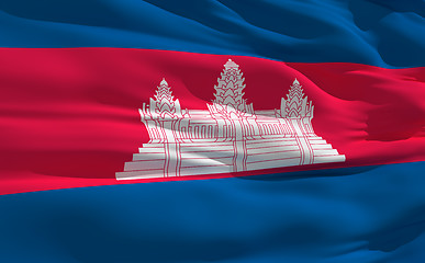 Image showing Waving flag of Cambodia