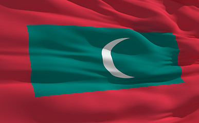 Image showing Waving flag of Maldives