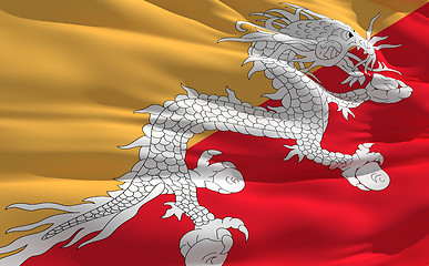 Image showing Waving flag of Bhutan
