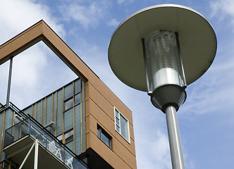 Image showing A perspective view from under a building. 