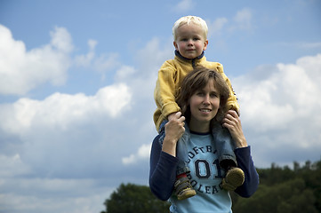 Image showing Mother And Son Walking