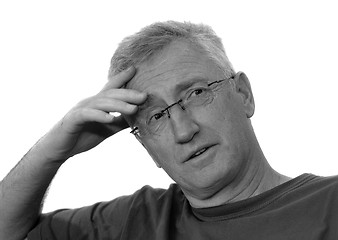 Image showing Senior man thinking, isolated