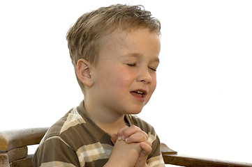 Image showing Little boy praying