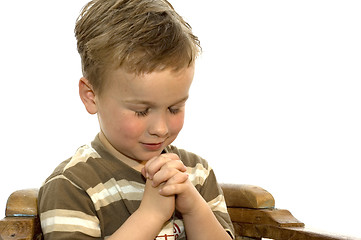 Image showing Little boy praying