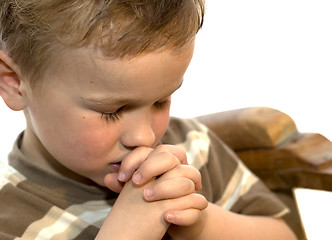 Image showing Little boy praying