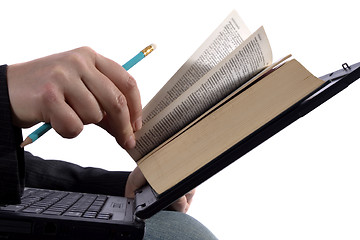 Image showing Businessman reading an e-book