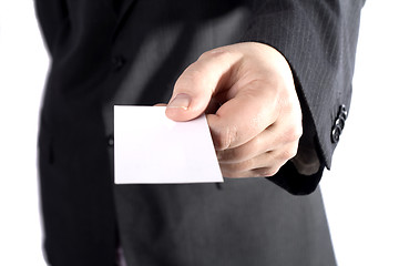 Image showing Giving a blank business card