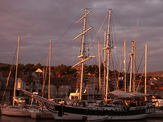 Image showing Sailship in the sunset