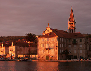 Image showing Sunset in the harbour