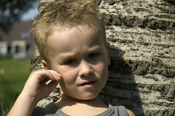 Image showing Thinking little boy