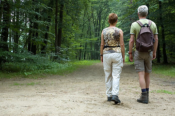 Image showing Senior couple hiking