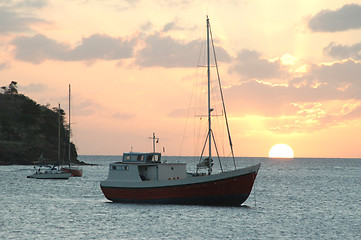 Image showing sunset with sailboat