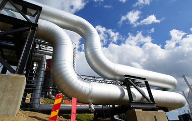 Image showing Pipes, tubes, cables and equipment at a power plant