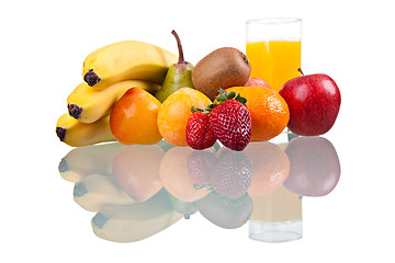 Image showing fruit combined with a glass of juice  