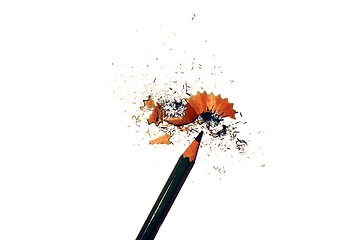 Image showing Green pencil with shavings