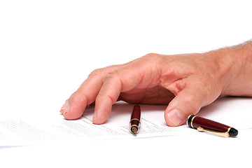 Image showing hand on a paper with a fountain pen