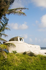 Image showing old fishing boats on land corn island nicaragua