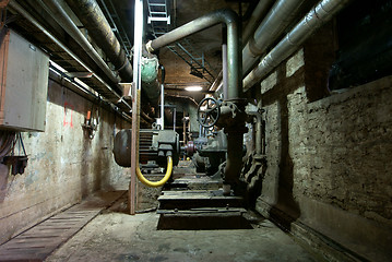 Image showing Pipes, tubes, cables and equipment at a power plant