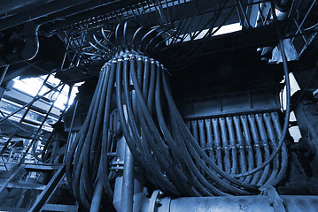 Image showing Pipes, tubes, cables and equipment at a power plant