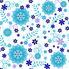 Image showing  Seamless blue floral pattern 