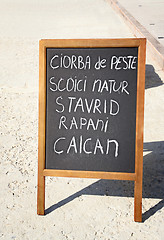 Image showing Restaurant menu chalkboard 