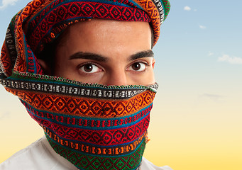 Image showing Arab man wearing keffiyeh