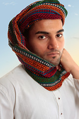 Image showing Arab Man in traditional turban keffiyeh